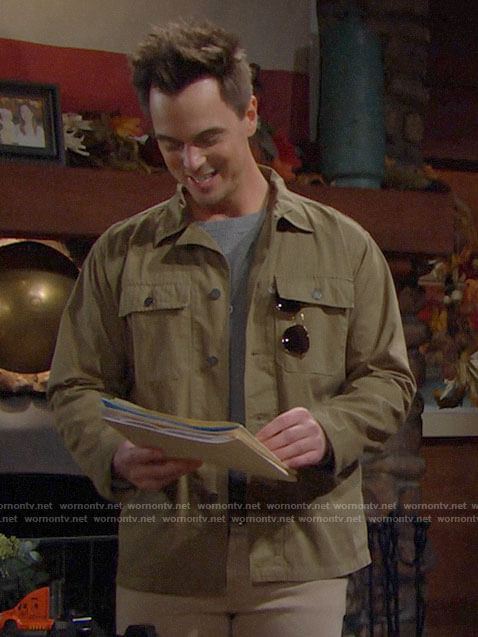 Wyatt's green shirt jacket on The Bold and the Beautiful