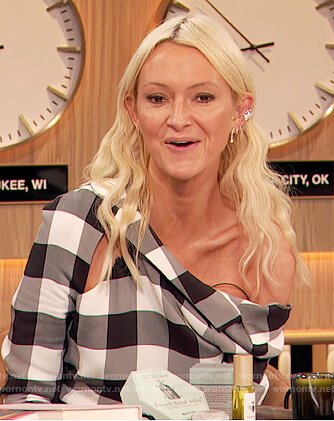 Zanna Roberts's check cutout dress on The Drew Barrymore Show