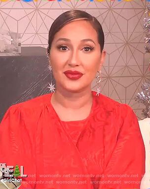 Adrienne's red drape blouse on The Real