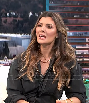 Ali landry's grey utility jumpsuit on E! News Daily Pop