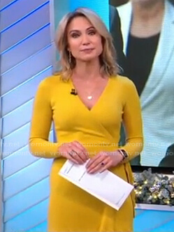 Amy's yellow knit wrap dress on Good Morning America