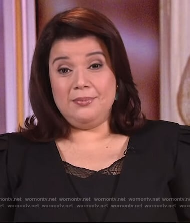 Ana's black puff shoulder blazer on The View