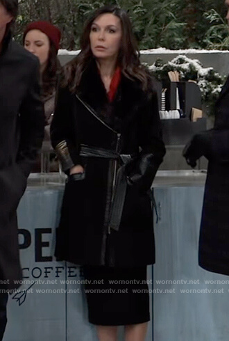 Anna's black belted fur coat on General Hospital