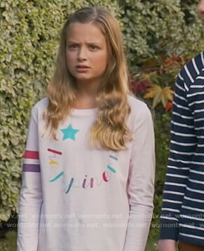 Anna's pink happiness printed tee on American Housewife
