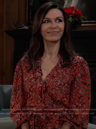Anna's red leopard print wrap top on General Hospital