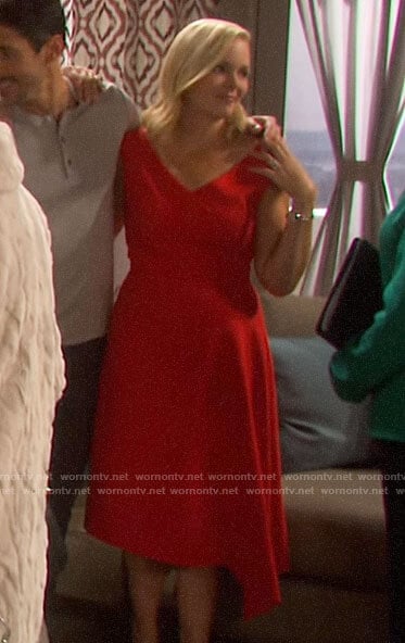 Belle's red v-neck dress on Days of our Lives