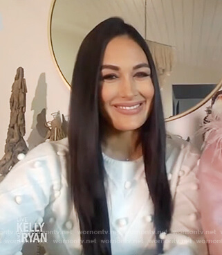 Brie's white popcorn sweater on Live with Kelly and Ryan