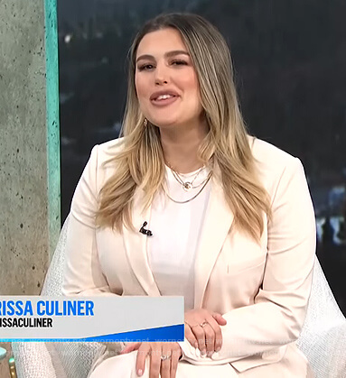 Carissa's white fringe blazer and pants on E! News Daily Pop