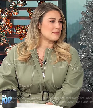 Carissa's green utility jumpsuit on E! News Daily Pop