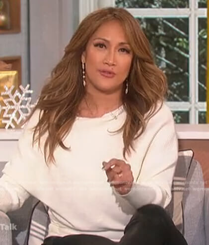 Carrie's white boat neck sweater on The Talk