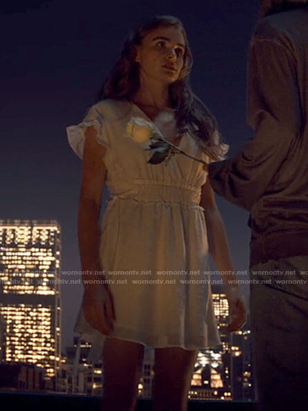 Cassie's white side-tie dress on Tiny Pretty Things