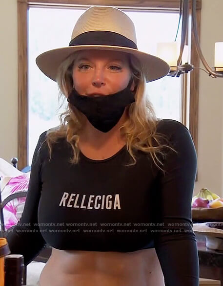 Elizabeth's black Relleciga's cropped top on The Real Housewives of Orange County