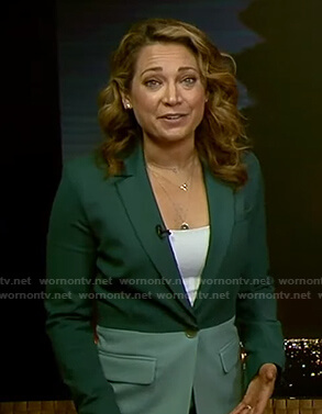 Ginger's green colorblock suit on Good Morning America