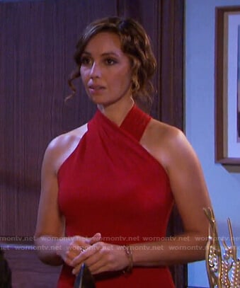 Gwen's red halter neck dress on Days of our Lives