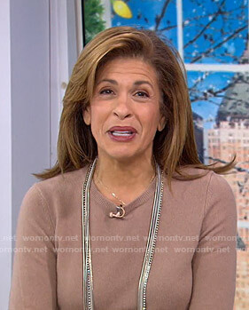 Hoda's beige crewneck sweater on Today