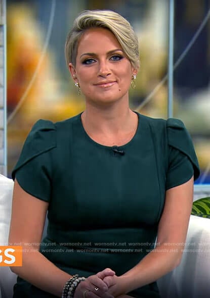 Jamie Yuccas's green suede dress on CBS Mornings