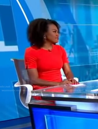 Janai's red bow sleeve dress on Good Morning America