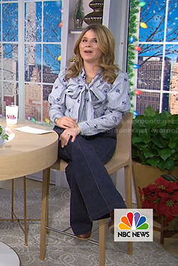 Jenna's striped tie neck blouse and flare jeans on Today