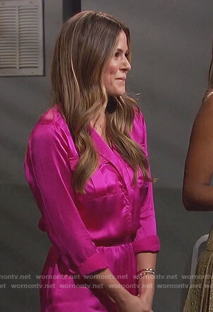 Jojo Fletcher's pink satin jumpsuit on The Bachelorette