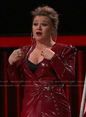 Kelly's red latex wrap dress on The Voice
