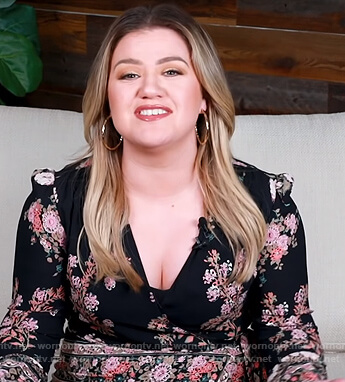 Kelly's black floral wrap dress on The Kelly Clarkson Show