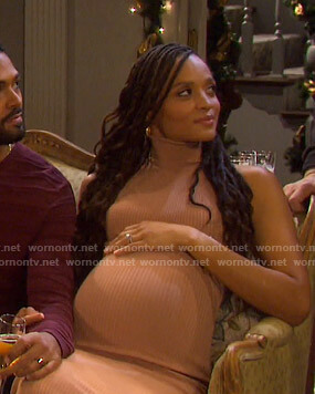 Lani's beige turtleneck ribbed dress on Days of our Lives