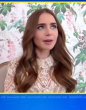 Lilly Collins's white lace dress on E! News Daily Pop
