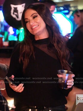 Lisa's black mesh panel sweater on The Real Housewives of Salt Lake City