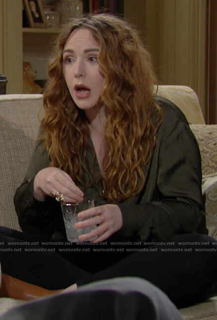 Mariah's green blouse on The Young and the Restless