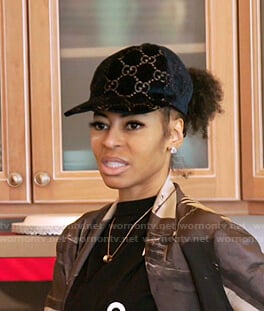 Mary's Gucci GG logo velvet cap on The Real Housewives of Salt Lake City