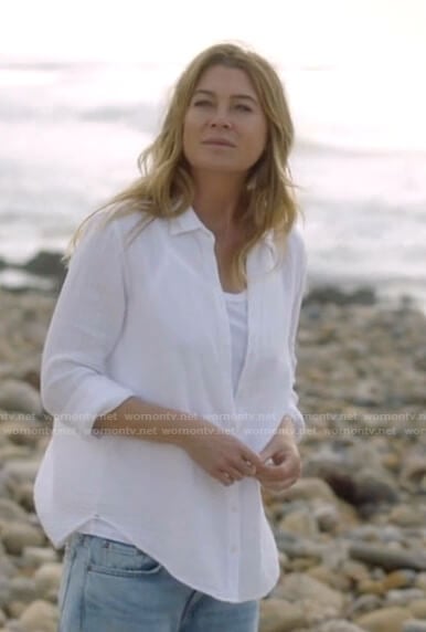 Meredith's white button down cotton shirt on Greys Anatomy