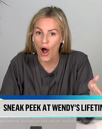 Morgan's gray cardigan on E! News Daily Pop