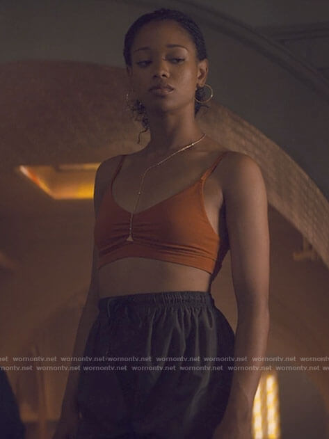 Neveah's orange bralette on Tiny Pretty Things