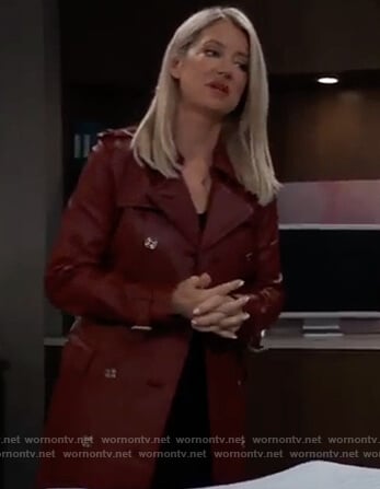 Nina's red leather trench coat on General Hospital