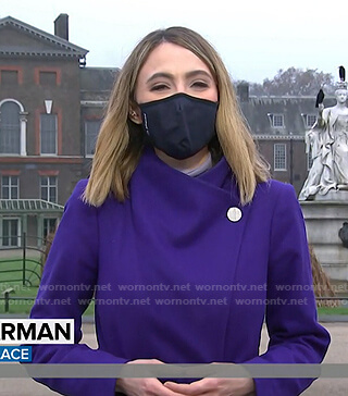 Sarah Harman's purple wrap coat on Today
