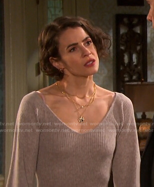Sarah's ribbed v-neck sweater on Days of our Lives