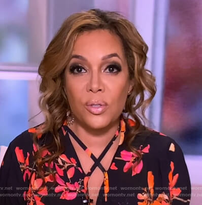 Sunny's floral lace-up blouse on The View