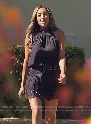 Tayshia's black studded mini dress on The Bachelorette