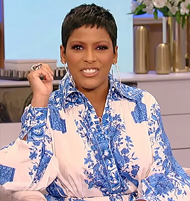 Tamron's floral print shirtdress on Tamron Hall Show