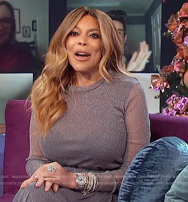 Wendy's gray lurex midi dress on The Wendy Williams Show