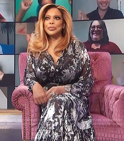 Wendy's silver metallic maxi dress on The Wendy Williams Show