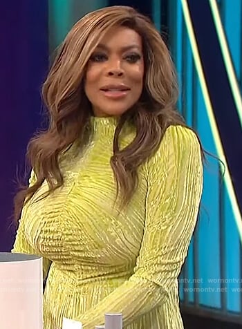 Wendy's yellow velvet ruched dress on The Wendy Williams Show