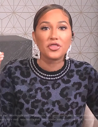 Adrienne's blue leopard sweater on The Real