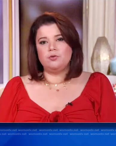 Ana's red tie front blouse on The View