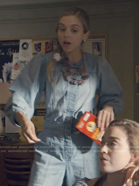 Bette's denim jumpsuit on Tiny Pretty Things