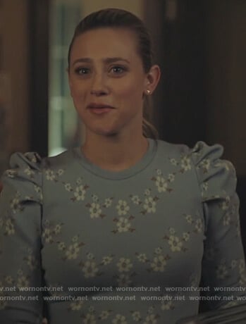 Betty's blue floral puff sleeve sweater on Riverdale