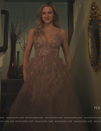 Betty's pink embellished gown on Riverdale