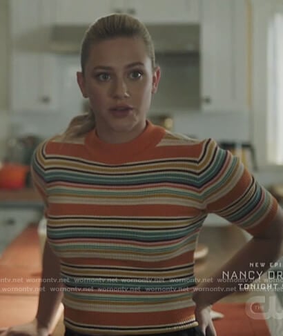 Betty's orange striped short sleeve sweater on Riverdale
