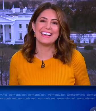 Cecilia Vega's yellow ribbed sweater on The View