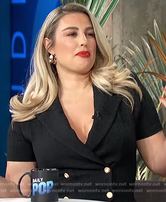 Carissa's black double breasted mini dress on E! News Daily Pop